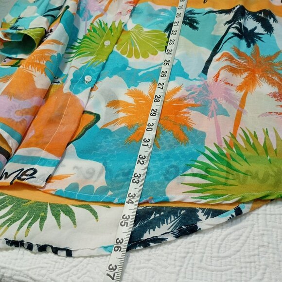 Violet Sky Shirt Tropical Print Button-Up Sz L Cotton Blend Vibrant Colors Women - Picture 10 of 10
